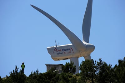 A Saudi Acwa Power-generating windmill is pictured in Jbel Sendouq, on the outskirts of Tangier, Morocco.Reuters