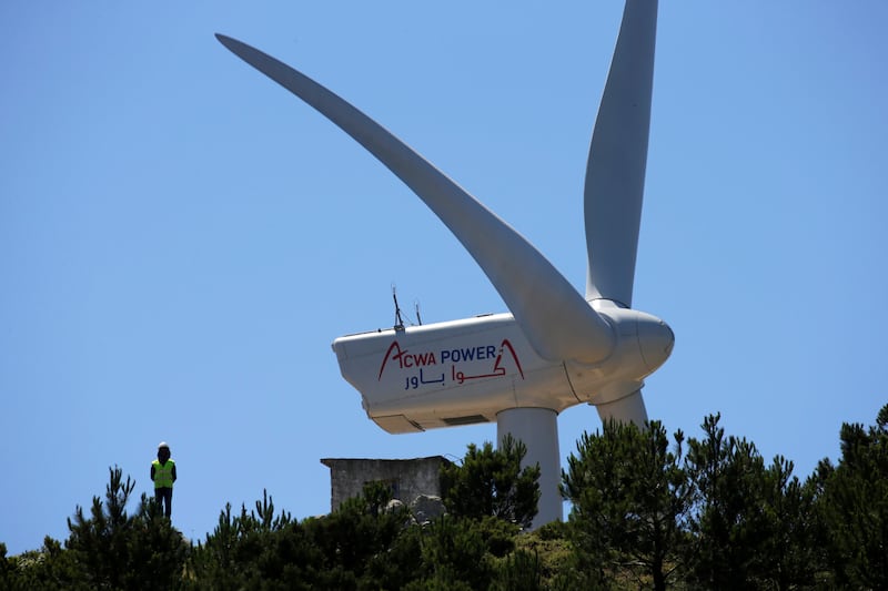 An Acwa Power windmill in Jbel Sendouq, on the outskirts of Tangier, Morocco. Reuters