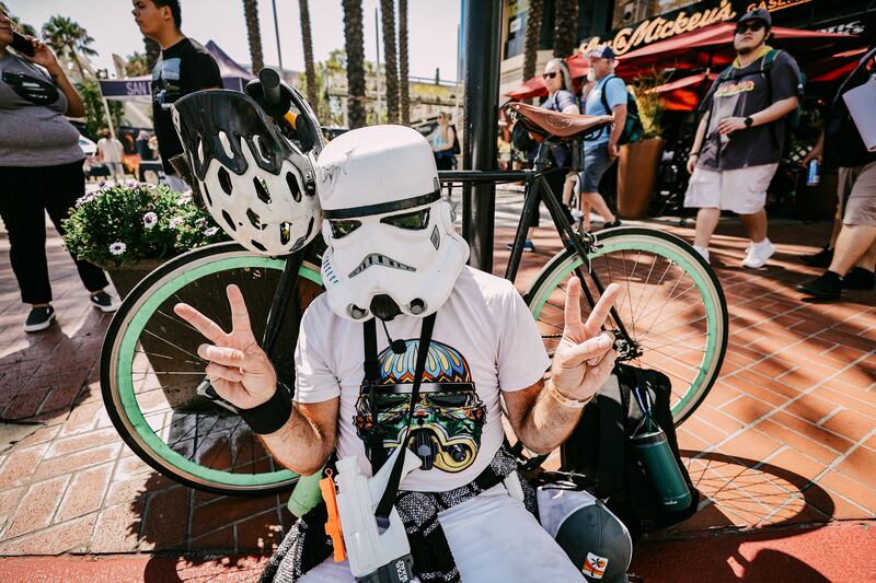 A Stormtrooper was seen at the gathering. AFP
