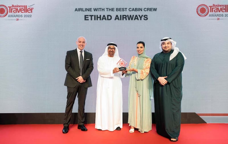 The awards were presented at a gala dinner on Monday evening, after the opening day of the Arabian Travel Market in Dubai. Photo: Etihad
