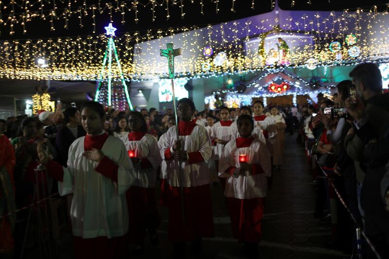 Members of the Christian expatriate community attend a mass on Christmas Eve at Santa Maria Church in Dubai, United Arab Emirates. Reuters