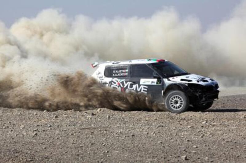 Rashid Al Ketbi in action on the Dubai International Rally yesterday  
as he took the lead after the first day of the event. Image courtesy  
of Dubai International Rally