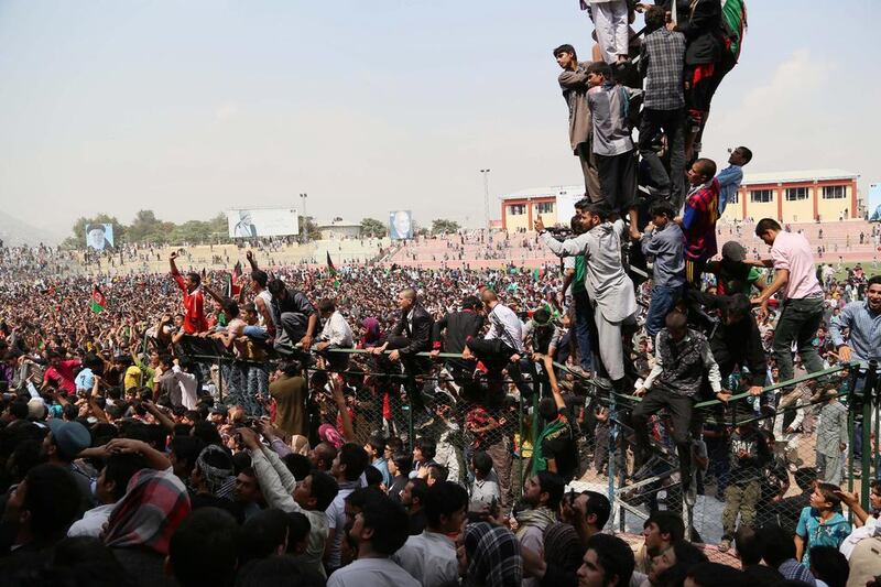 Thousands piled into the Olympic Stadium in Kabul to celebrate with their footballers.