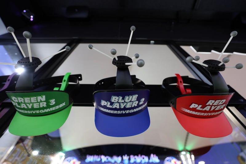Visors serve as the only gear inside the game rooms