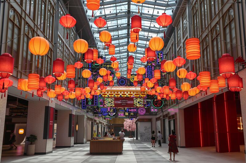 The new Chinatown section of Dubai Mall features East Asian-inspired decor. Chris Whiteoak / The National