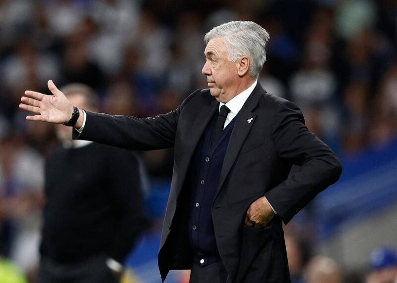Real Madrid coach Carlo Ancelotti watches the action. Reuters