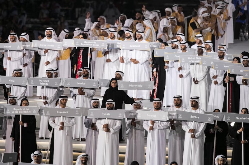 ABU DHABI, UNITED ARAB EMIRATES - March 21 2019.

Special Olympics closing ceremony.


 (Photo by Reem Mohammed/The National)

Reporter: 
Section:  NA