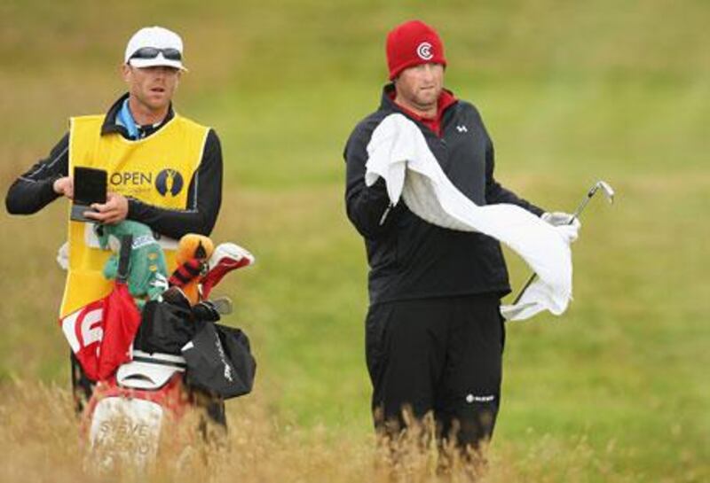 Steve Marino of USA prepares to hit a shot during round two of the Open Championship on the Ailsa course at Turnberry..