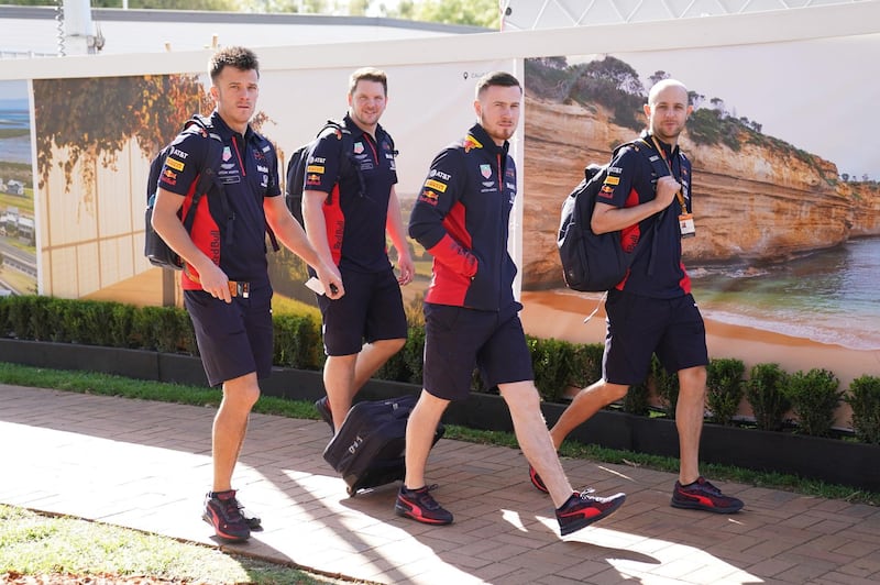 Red Bull team arrives ahead of the Formula 1 Australian Grand Prix 2020. EPA