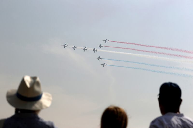 A air display by Patrouille de France for Expo 2020’s France Day