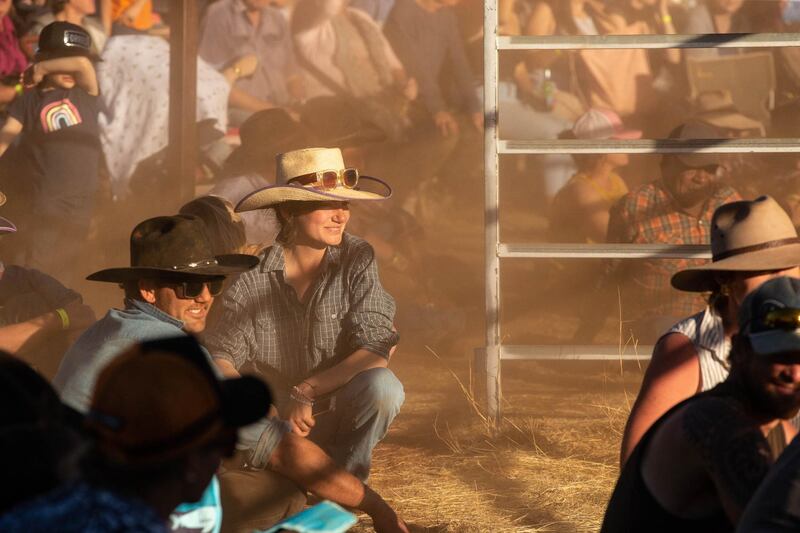 The crowd watches on during the Harts Range Races and Rodeo. EPA
