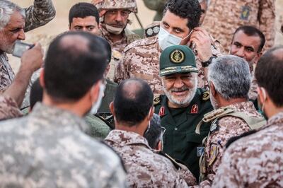 Hossein Salami, centre, attends military exercises conducted by Iran's Islamic Revolutionary Guard Corps in December. AFP