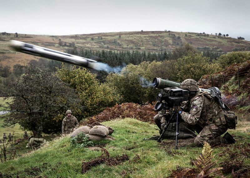 Soldiers practise firing Javelin missiles during training. PA