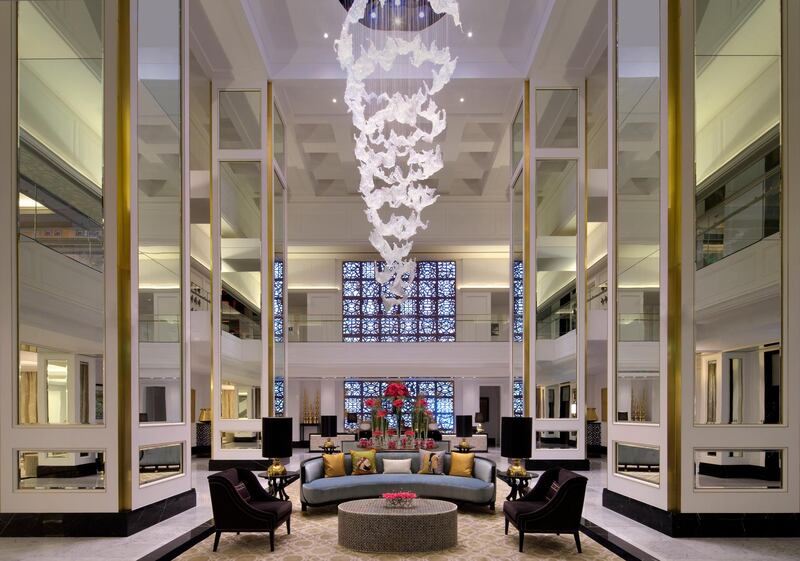 A handout photo of lobby at Taj Dubai hotel (Courtesy: Taj Dubai) NOTE: For Adam Workman's hotel insider review for Weekend section *** Local Caption ***  taj-dubai-hotel05.jpg