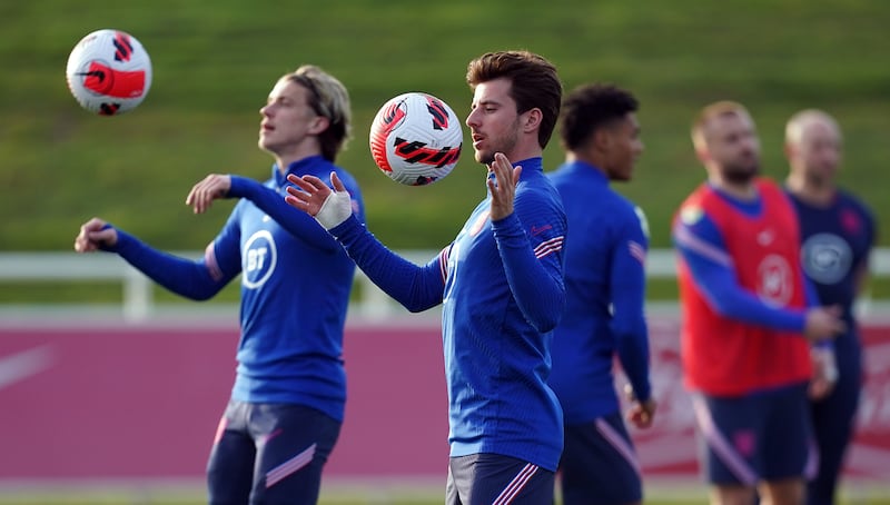 England's Mason Mount during training. PA