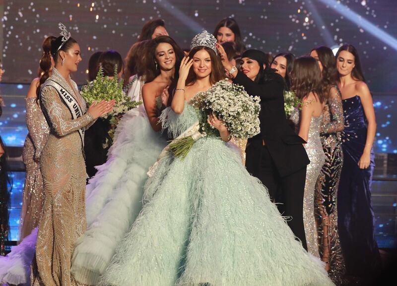 Newly crowned Miss Lebanon 2018, Maya Reaidy, smiles after wing the beauty contest in Beirut.  AFP