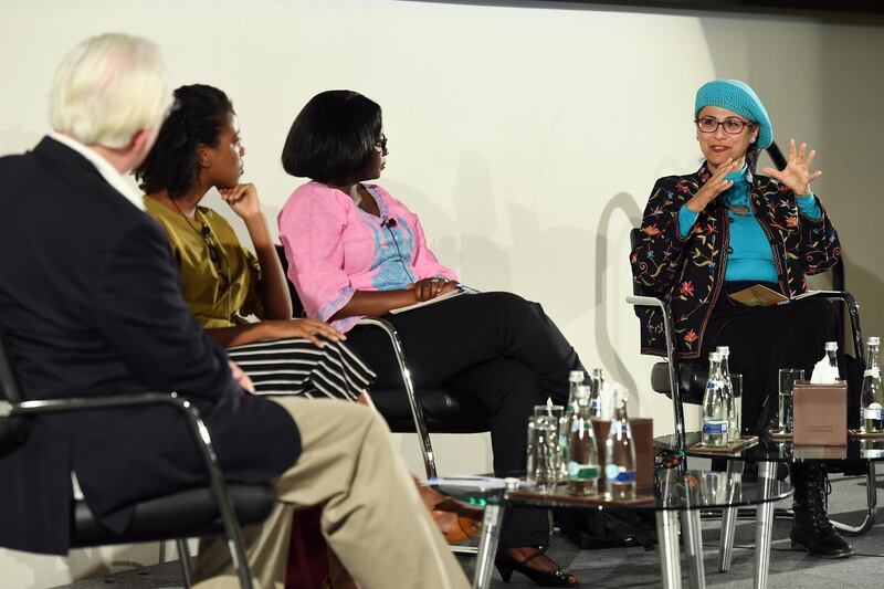 Dalia Basiouny, far right, spoke about the #MeToo movement. NYU Abu Dhabi