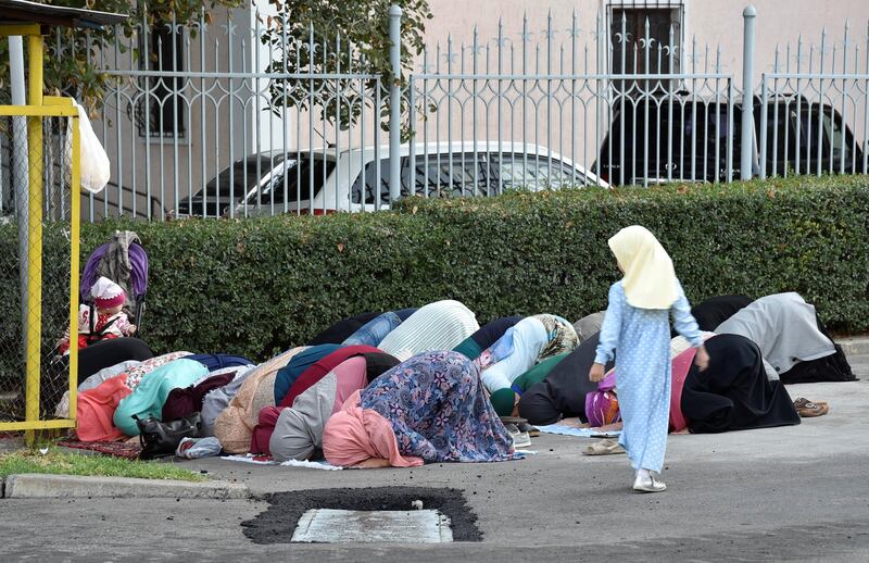 Women attend prayers for the Muslim holiday of Eid al-Adha in Almaty, Kazakhstan, September 1, 2017. REUTERS/Mariya Gordeyeva