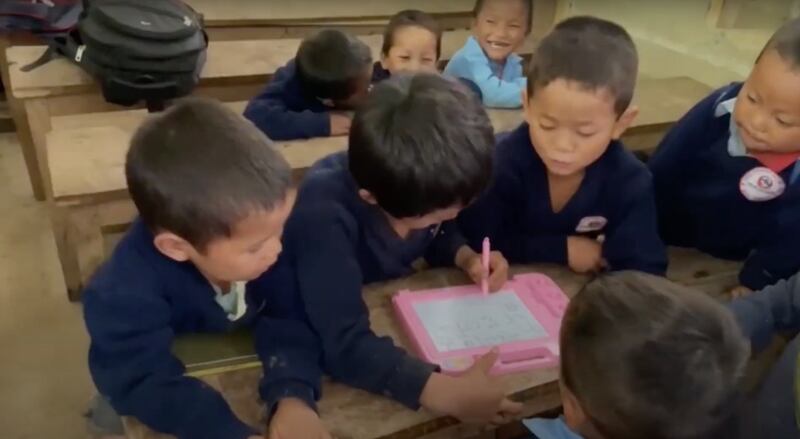 The pupils donated whiteboards and erasers so they could work at their desks. Screengrab