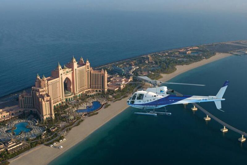 Helicopter tours in Dubai are on the cards for passengers sailing with Azamara. Photo: Uber
