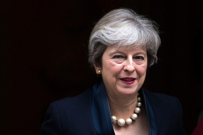 epa06187456 Britain's Prime Minister Theresa May leaves No. 10 Downing Street to attend Prime Ministers Questions (PMQS) at the House of Commons in London, Britain, 06 September 2017. May���s return to the House of Commons for the first PMQs since the summer is set to be dominated by questions about the leak of the Home Office���s post-Brexit immigration plan.  EPA/WILL OLIVER