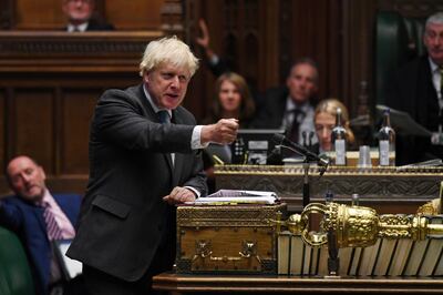 Britain's Prime Minister Boris Johnson speaks during the weekly question time debate in Parliament in London, Britain September 16, 2020. UK Parliament/Jessica Taylor/Handout via REUTERS THIS IMAGE HAS BEEN SUPPLIED BY A THIRD PARTY. MANDATORY CREDIT. IMAGE MUST NOT BE ALTERED
