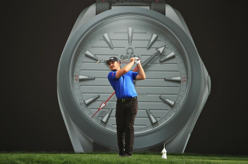 Eddie Pepperell of England on the seventh tee during Day 4 of the Omega Dubai Desert Classic, on Sunday, January 26. Getty