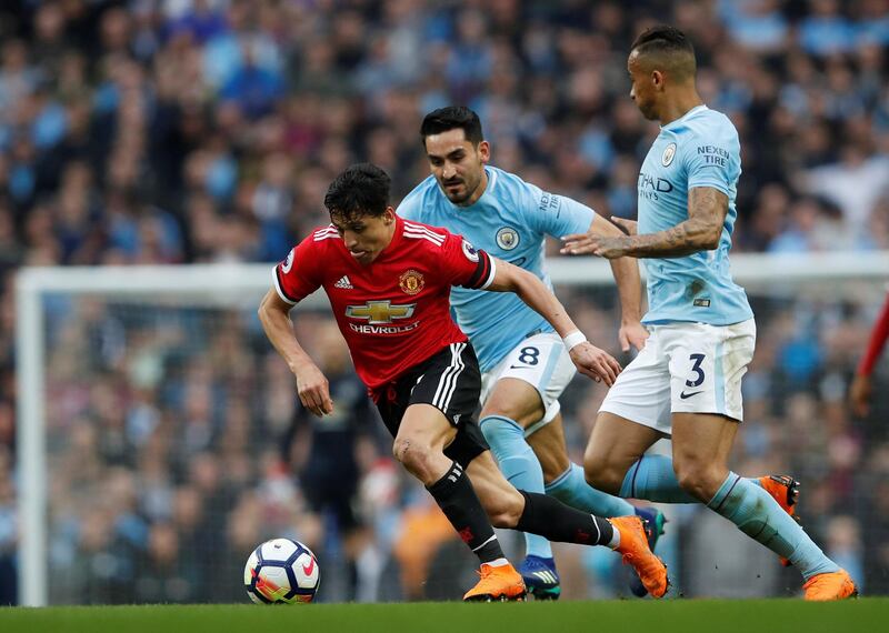 Left midfield: Alexis Sanchez (Manchester United) – Helped set up all three United goals in their derby victory in his most influential display since his move from Arsenal. Lee Smith / Reuters