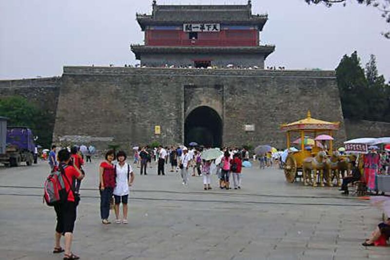 Most of the monuments tourists flock to see have been rebuilt from ruins. Above, a rebuilt area in the city of Shanhaiguan.