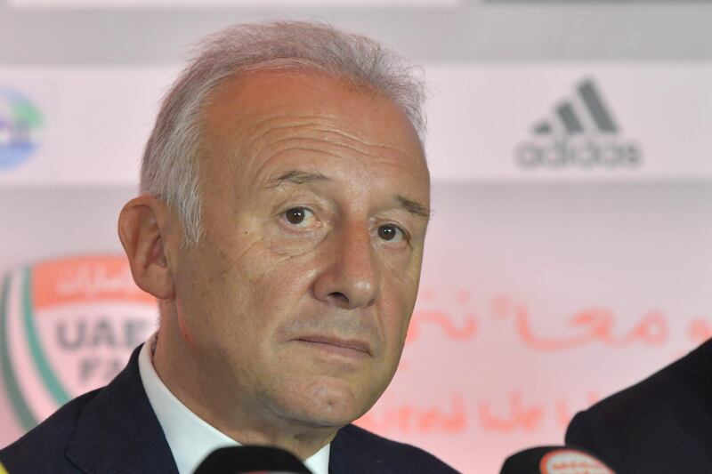 Alberto Zaccheroni attends the press conference to confirm his appointment as UAE manager. Giusepppe Cacace  / AFP