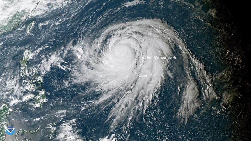 A satellite image showing Super Typhoon Hagibis over the Northern Mariana Islands which has led to the cancellation of Rugby World Cup games. EPA