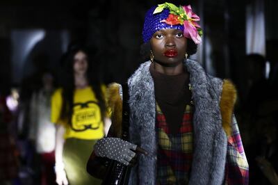 ROME, ITALY - MAY 28: A model walks the runway at the Gucci Cruise 2020 on at Musei Capitolini on May 28, 2019 in Rome, Italy. (Photo by Vittorio Zunino Celotto/Getty Images for Gucci)