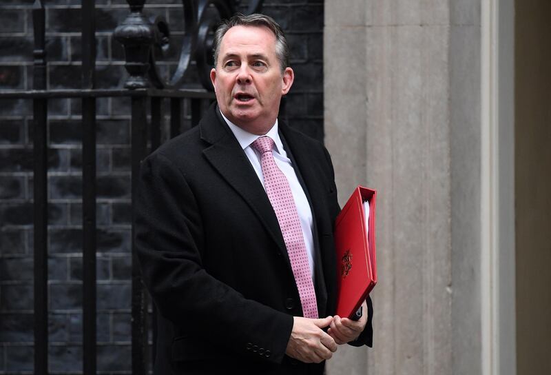 epa07345356 British Secretary for International Trade Liam Fox arrives at 10 Downing Street for a cabinet meeting in London, Britain, 05 February 2019.  EPA/ANDY RAIN