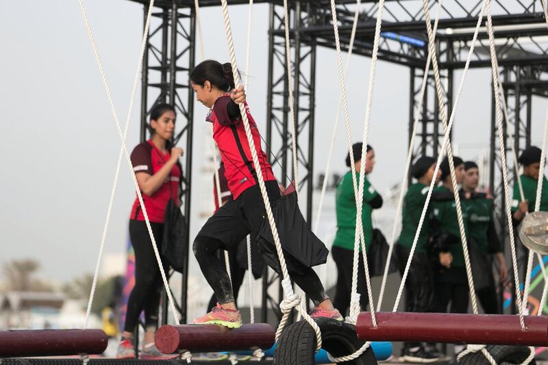 DUBAI, UNITED ARAB EMIRATES - MAY 9, 2018. 


Iron grip challenge at the first day of Dubai Government Games begins, with female government employees taking part in multiple physical challenges.

Set in motion by the Crown Prince of Dubai,  Sheikh Hamdan bin Mohammed, the event sees teams of Government workers pitted against each other in a bid to be Gov Games champions.

The competition is held on Kite Beach.

(Photo by Reem Mohammed/The National)

Reporter: Nawal Al Ramahi
Section: NA