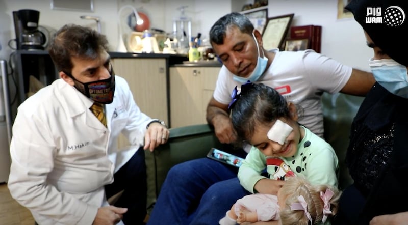 Sama's parents take her to see a specialist to have a prosthetic eye made, after hers was severely damaged in the Beirut Port blast. Wam 