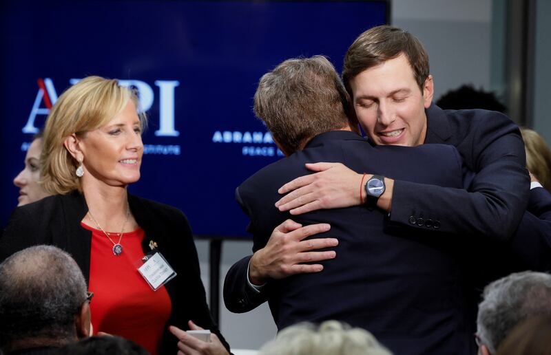 Jared Kushner, right, senior adviser to former president Donald Trump, spoke about the Abraham Accords at the America First Policy Institute in Washington. Reuters