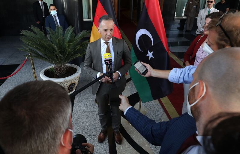 German Foreign Minister Heiko Maas in Tripoli on Thursday. AFP