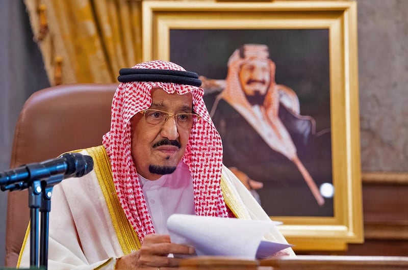A handout picture provided by the Saudi Royal Palace on March 19, 2020 shows Saudi King Salman bin Abdulaziz speaking during a televised speech, addressing the nation about the COVID-19 coronavirus disease pandemic.  - RESTRICTED TO EDITORIAL USE - MANDATORY CREDIT "AFP PHOTO / SAUDI ROYAL PALACE / BANDAR AL-JALOUD" - NO MARKETING - NO ADVERTISING CAMPAIGNS - DISTRIBUTED AS A SERVICE TO CLIENTS
 / AFP / Saudi Royal Palace / Bandar AL-JALOUD / RESTRICTED TO EDITORIAL USE - MANDATORY CREDIT "AFP PHOTO / SAUDI ROYAL PALACE / BANDAR AL-JALOUD" - NO MARKETING - NO ADVERTISING CAMPAIGNS - DISTRIBUTED AS A SERVICE TO CLIENTS
