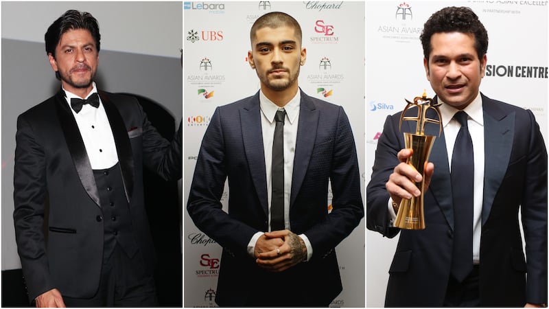 From left, previous winners include Shah Rukh Khan, Zayn Malik and Sachin Tendulkar. Photo: The Asian Awards