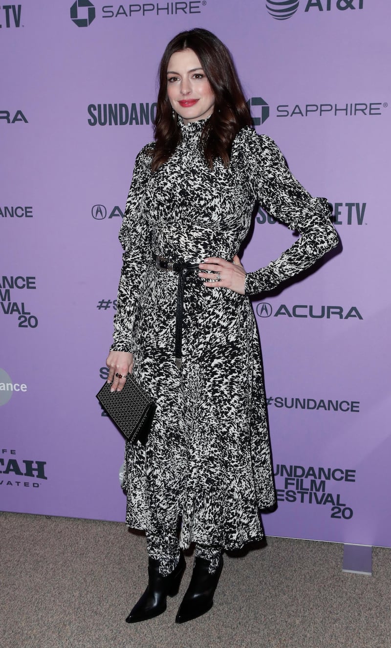 Actress Anne Hathaway arrives for the premiere of 'The Last Thing He Wanted' at the 2020 Sundance Film Festival in Park City, Utah.  EPA