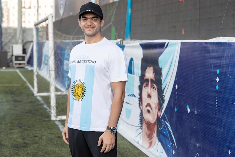 Mohamed El Naggar-DXB

Mohamed El Naggar pictured at the Argentina Football Academy in Al Qusais, Dubai for a profile piece on his relationship with the late Deigo Maradona during  the Argentine’s time in Dubai on April 20st, 2021. 
Antonie Robertson / The National.
Reporter: John McAuley for Sport