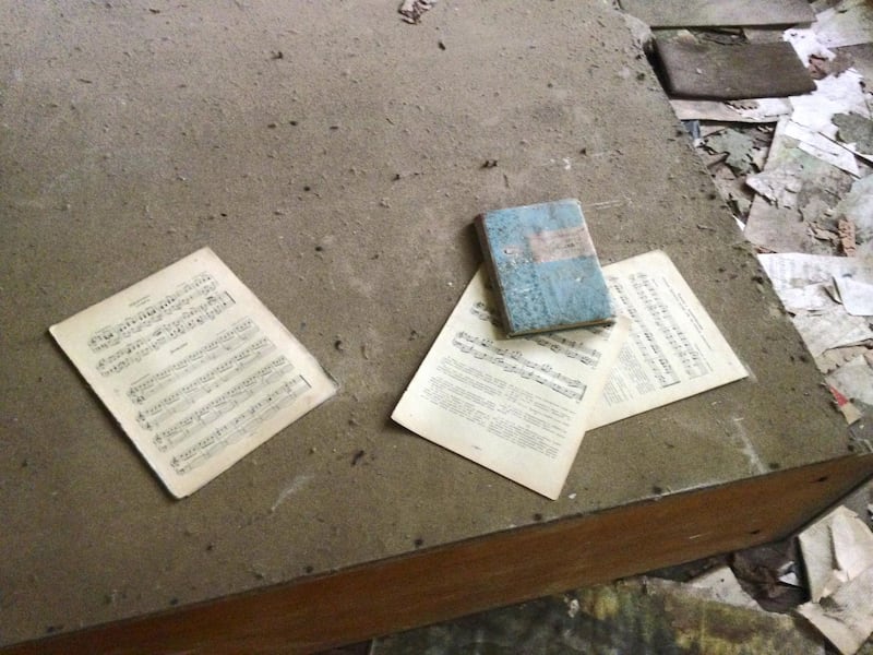 Classrooms were abandoned as the Soviet authorities ordered people to leave the Chernobyl area. Residents were told they would be leaving for three days, but officials later decided the area would remain empty.