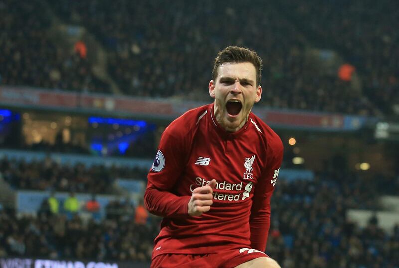 Left-back: Andrew Robertson (Liverpool) – Brilliant in the 5-1 win against Arsenal, but consistent throughout and set up Roberto Firmino’s goal away at Manchester City. AP Photo