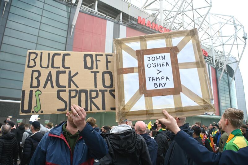 Fans protesting against Manchester United's owners. Getty