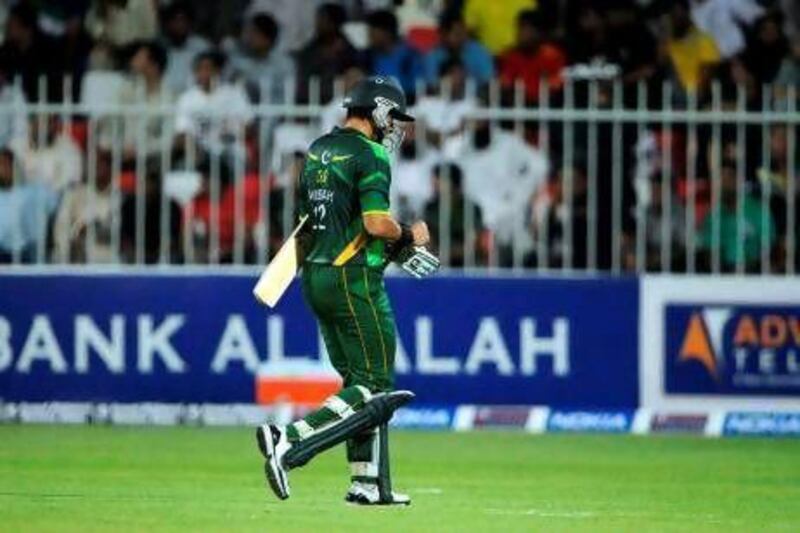 Misbah-ul-Haq, who only managed 26 in Sharjah on Tuesday, was critical of his fellow batsmen. Aamir Qureshi / AFP