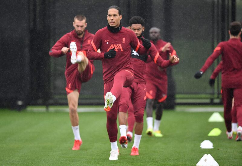 Liverpool's Virgil van Dijk training on Merseyside. AFP