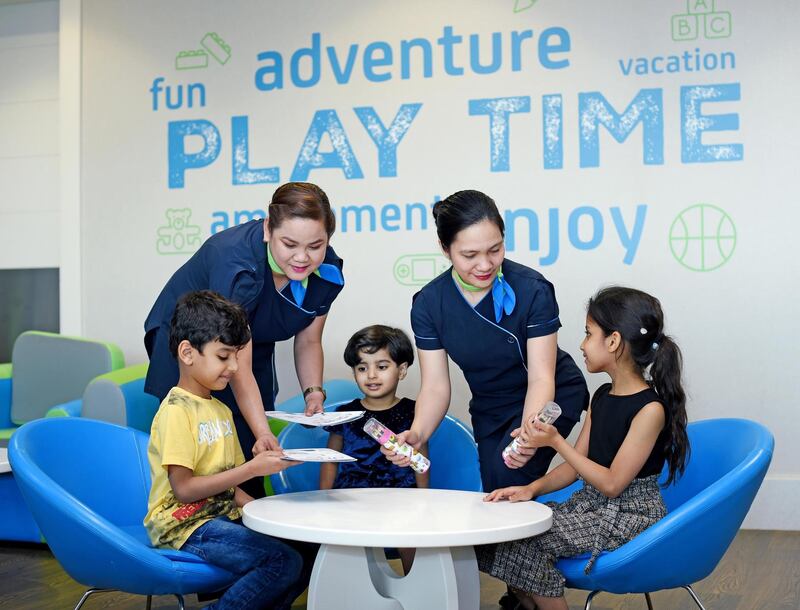 Kids travelling alone can wait for their flight in the new private lounge for young flyers at Dubai International Airport. Courtesy dnata 