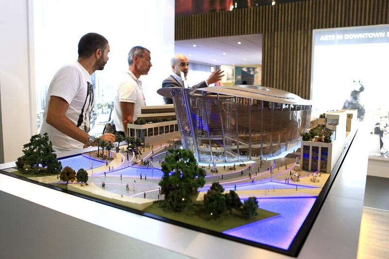 A model of Emaar’s The Opera District, which is planned to be built at the Burj Khalifa district. Sarah Dea / The National