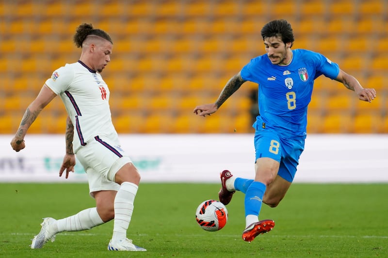 Kalvin Philips - 6. Had a chance to play Kane through on goal but chose to shoot and hit his shot wide in the 32nd minute. Provided good cover for the Three Lions backline next to Rice. AP Photo