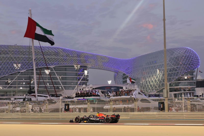 Red Bull's Dutch driver Max Verstappen drives at the Yas Marina Circuit in Abu Dhabi on Sunday. AFP